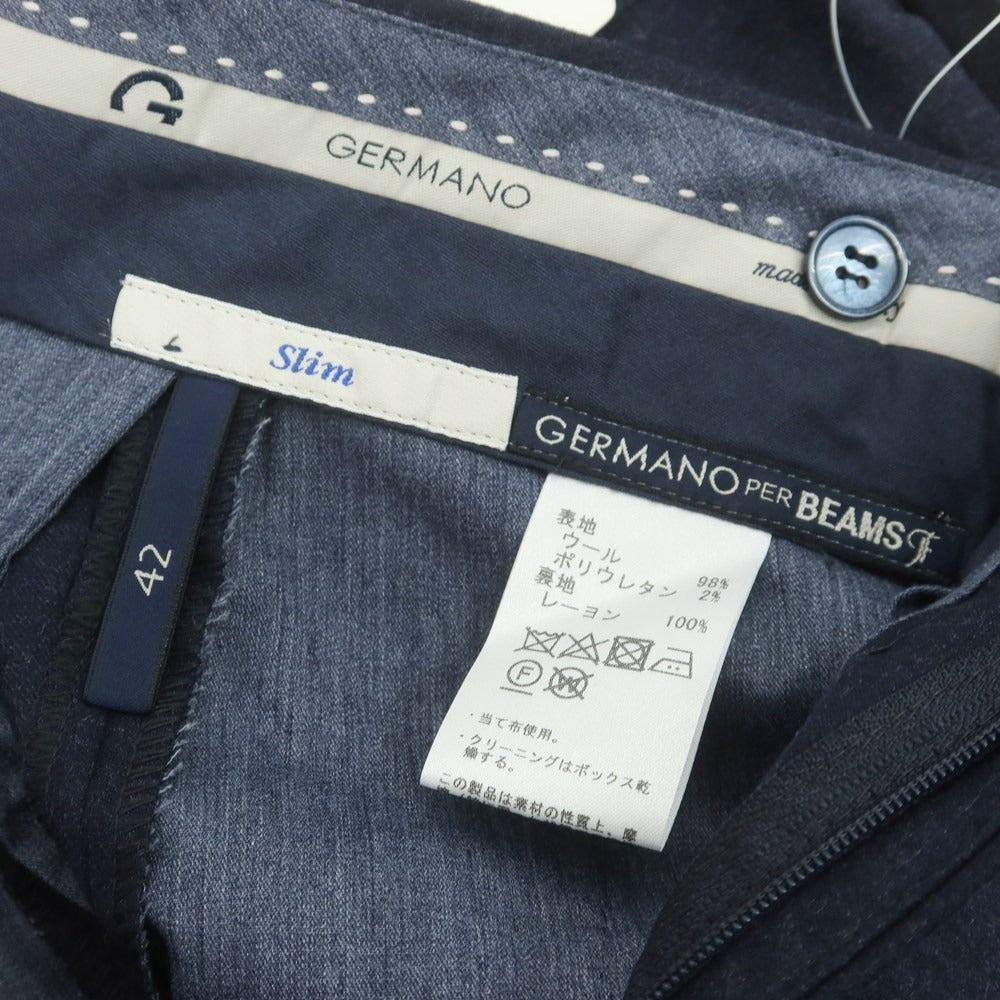 【中古】【未使用】ジェルマーノ GERMANO BEAMS F別注 ストレッチ ウール ドレススラックスパンツ ネイビー【 42 】【 状態ランクS 】【 メンズ 】