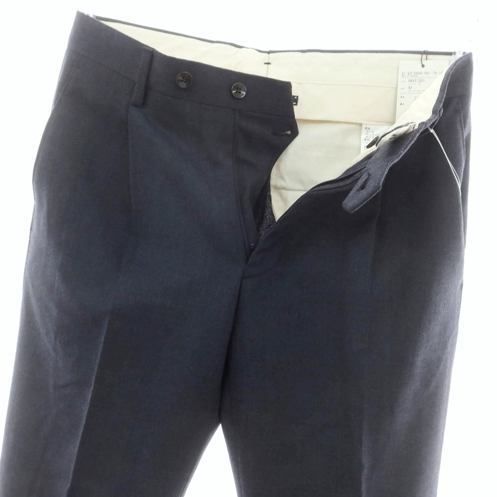 【中古】【未使用】ジェルマーノ GERMANO BEAMS F別注 ストレッチ ウールポリエステル ドレススラックスパンツ グレイッシュネイビー【 42 】【 状態ランクS 】【 メンズ 】
