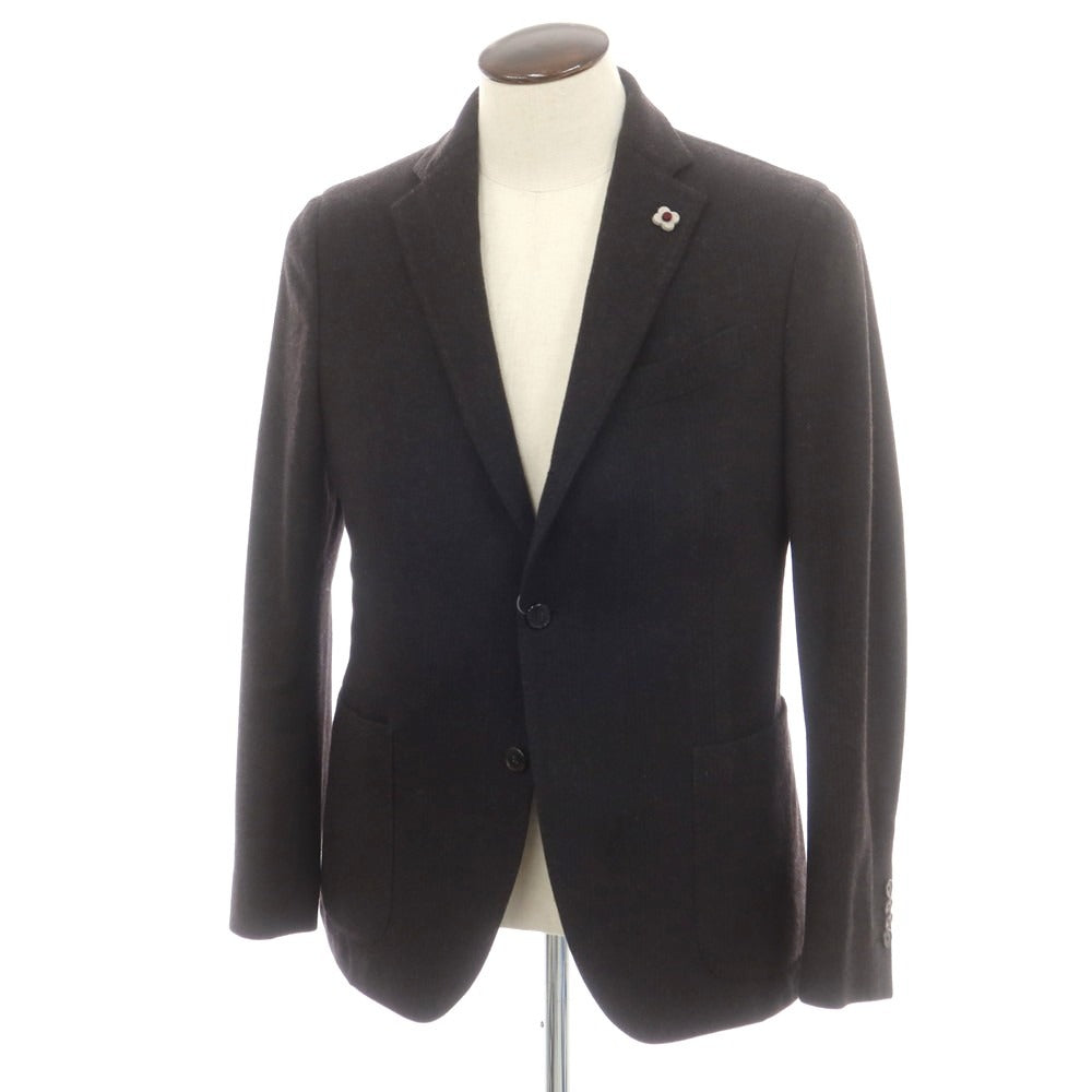 【中古】ラルディーニ LARDINI ウールナイロン テーラードジャケット ダークブラウンxブラック【 50 】【 状態ランクC 】【 メンズ 】