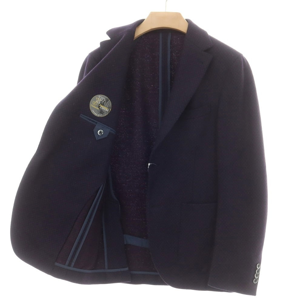 【中古】カンタレリ Cantarelli ウールナイロン ドット テーラードジャケット ネイビーxレッド【 48 】【 状態ランクB 】【 メンズ 】