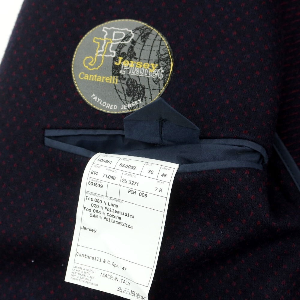 【中古】カンタレリ Cantarelli ウールナイロン ドット テーラードジャケット ネイビーxレッド【 48 】【 状態ランクB 】【 メンズ 】