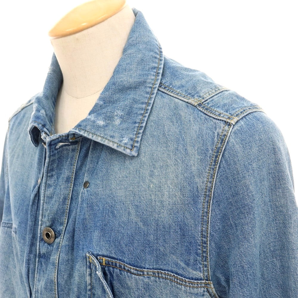 【中古】ジースターロウ G-STAR RAW ユーズド加工 コットン デニム カジュアルシャツ ブルー【 S 】【 状態ランクB 】【 メンズ 】