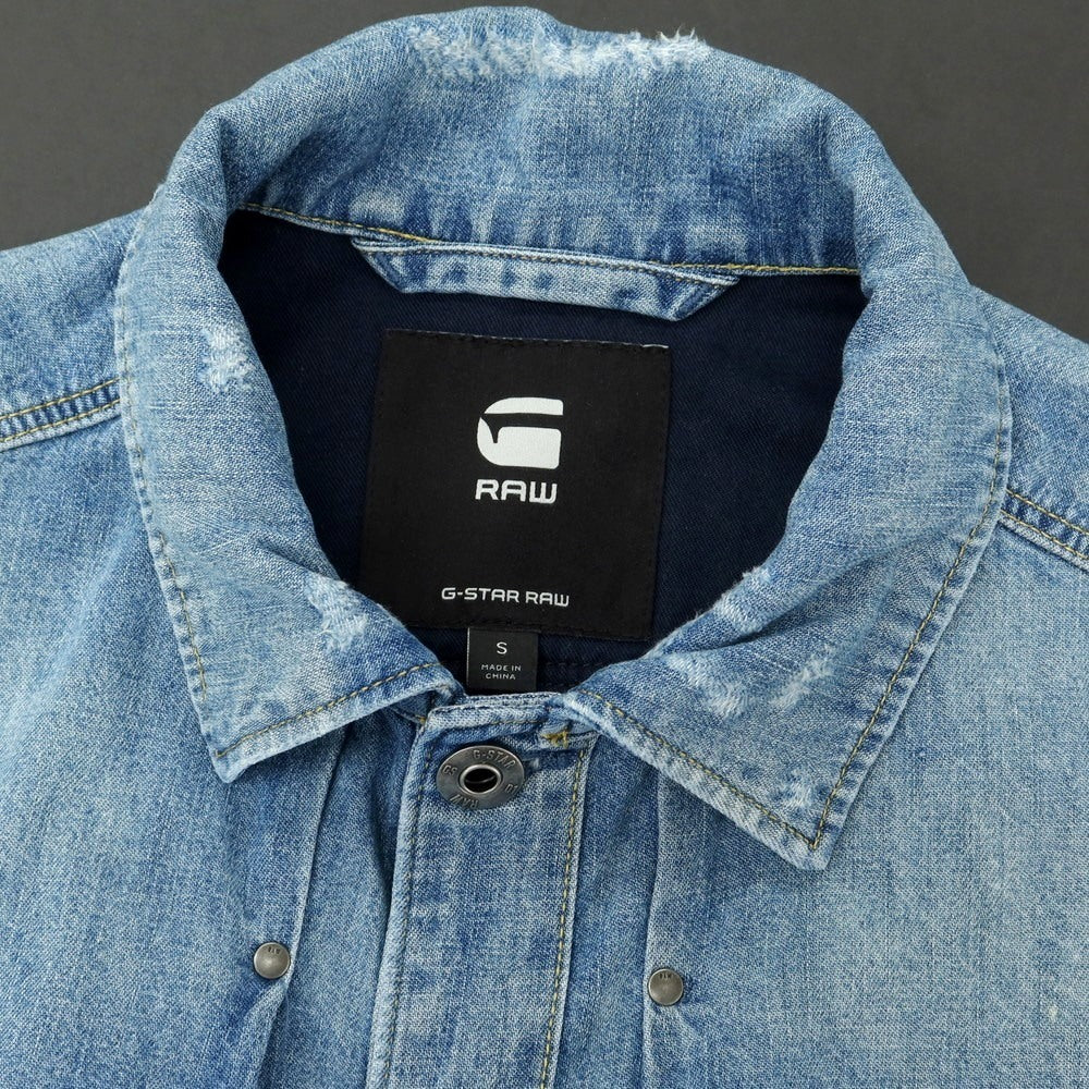 【中古】ジースターロウ G-STAR RAW ユーズド加工 コットン デニム カジュアルシャツ ブルー【 S 】【 状態ランクB 】【 メンズ 】