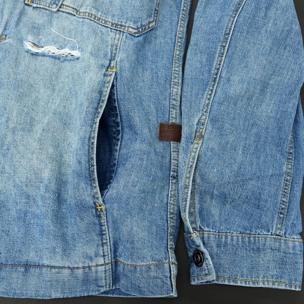【中古】ジースターロウ G-STAR RAW ユーズド加工 コットン デニム カジュアルシャツ ブルー【 S 】【 状態ランクB 】【 メンズ 】