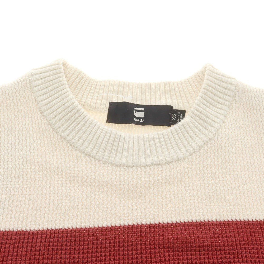 【中古】ジースターロウ G-STAR RAW コットン クルーネック プルオーバーニット アイボリーxレッド系【 XS 】【 状態ランクC 】【 メンズ 】