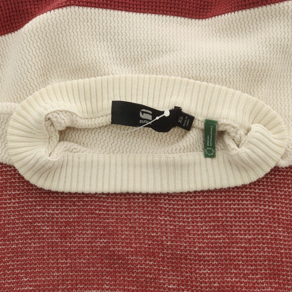 【中古】ジースターロウ G-STAR RAW コットン クルーネック プルオーバーニット アイボリーxレッド系【 XS 】【 状態ランクC 】【 メンズ 】
