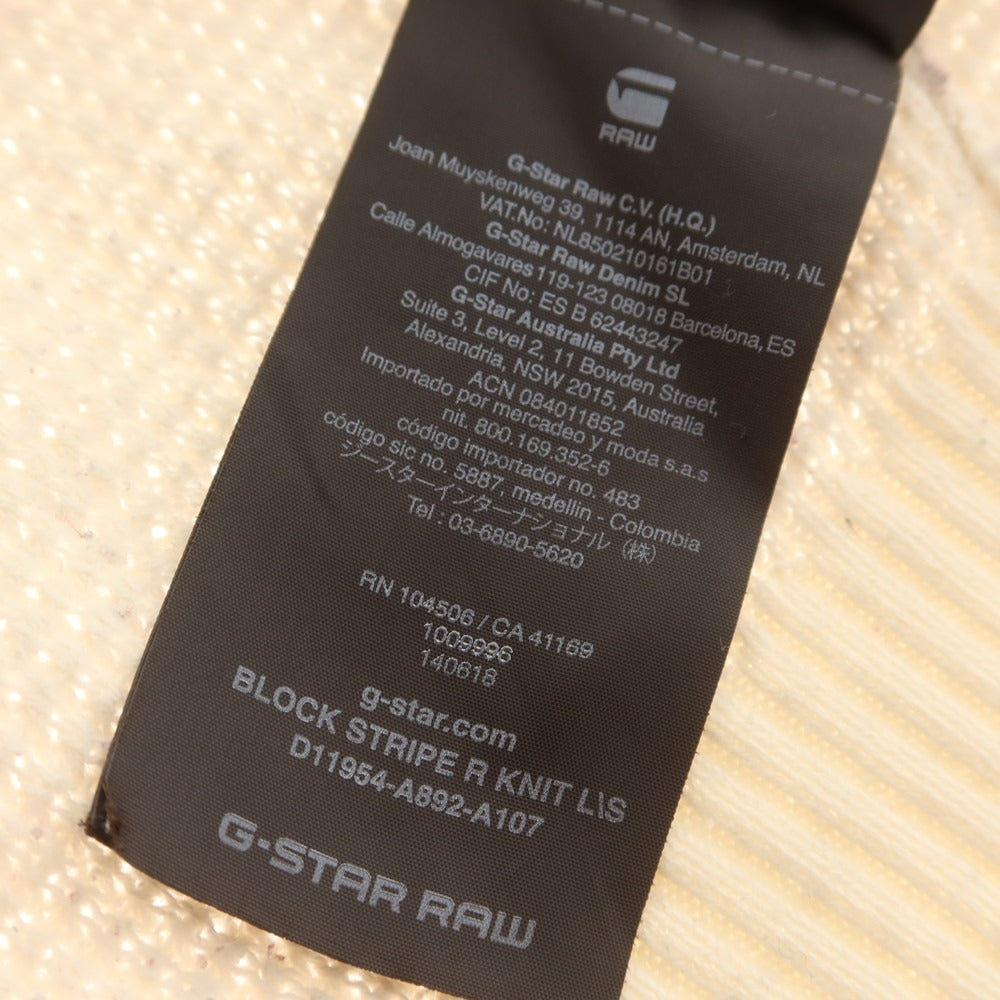【中古】ジースターロウ G-STAR RAW コットン クルーネック プルオーバーニット アイボリーxレッド系【 XS 】【 状態ランクC 】【 メンズ 】
