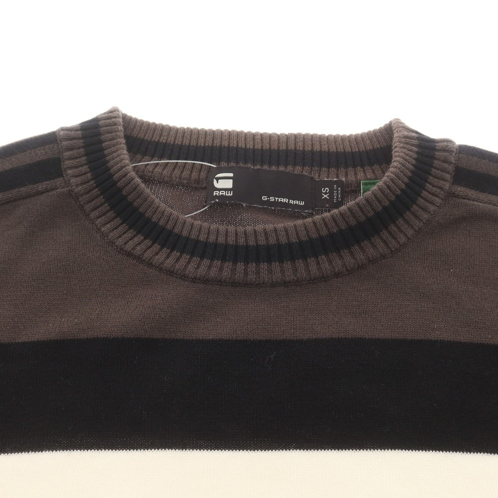 【中古】ジースターロウ G-STAR RAW コットン クルーネック プルオーバーニット ブラックxグレー系【 XS 】【 状態ランクC 】【 メンズ 】