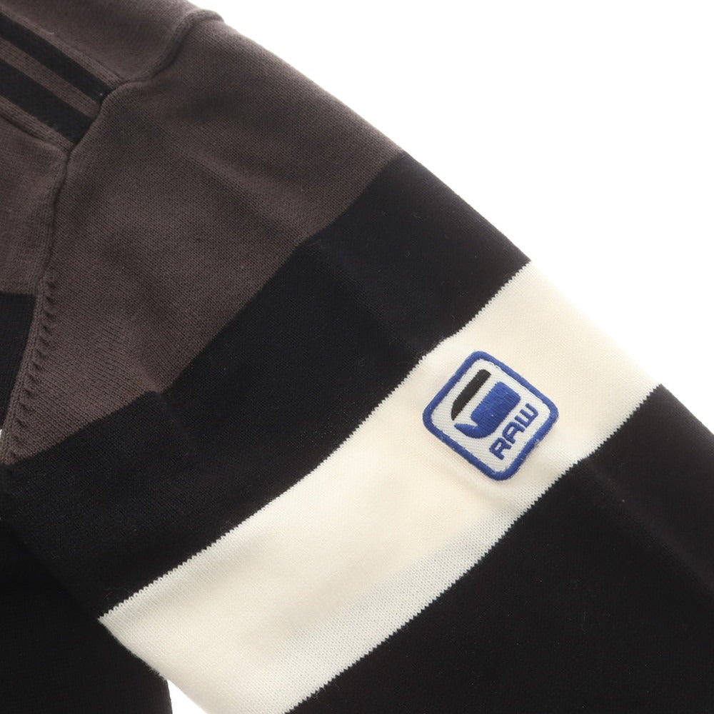 【中古】ジースターロウ G-STAR RAW コットン クルーネック プルオーバーニット ブラックxグレー系【 XS 】【 状態ランクC 】【 メンズ 】