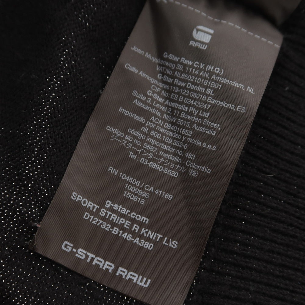 【中古】ジースターロウ G-STAR RAW コットン クルーネック プルオーバーニット ブラックxグレー系【 XS 】【 状態ランクC 】【 メンズ 】