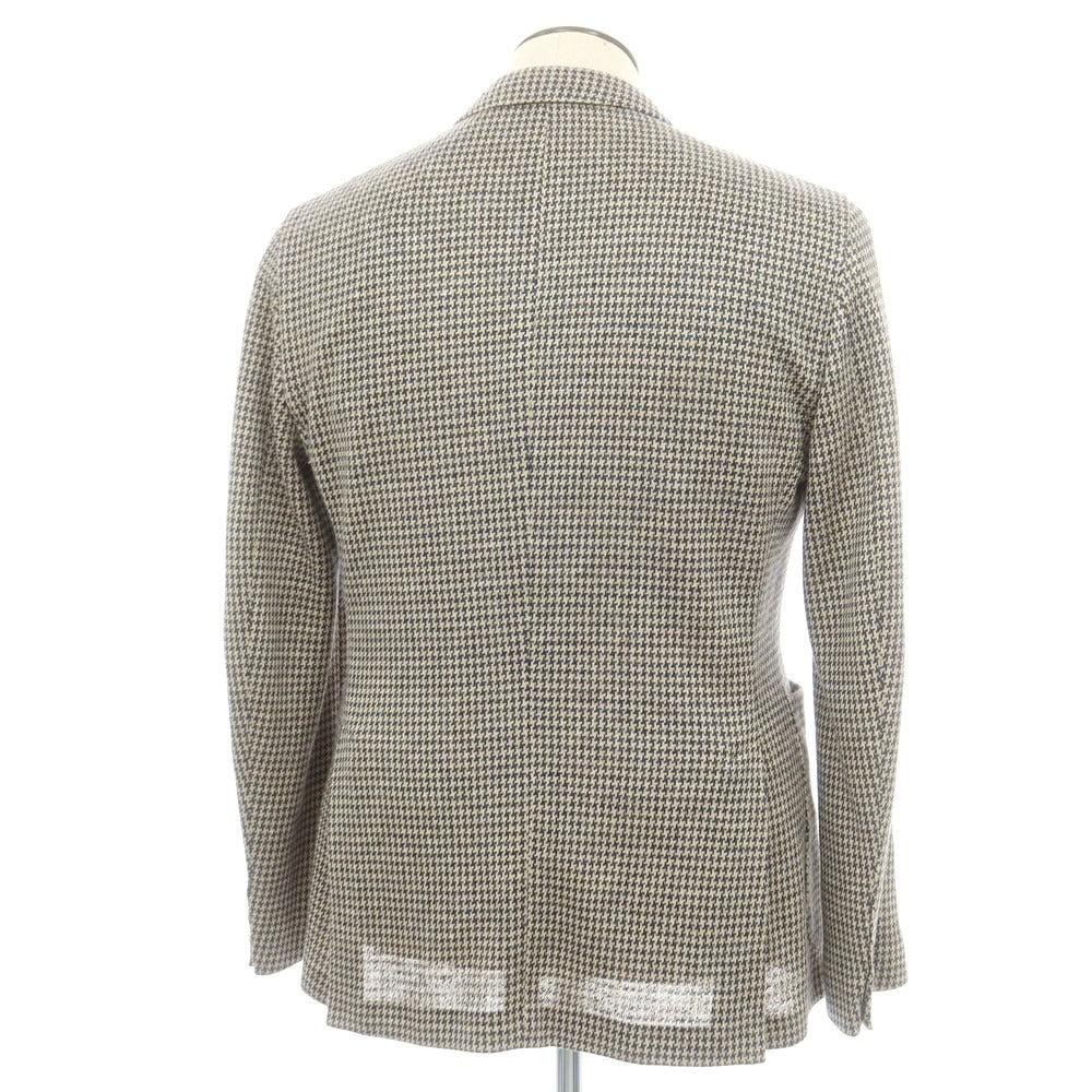 【中古】ボリオリ BOGLIOLI DOVER リネンジャージー チェック ジャケット ベージュxネイビー【 50 】【 状態ランクA 】【 メンズ 】