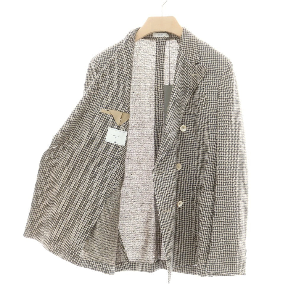 【中古】ボリオリ BOGLIOLI DOVER リネンジャージー チェック ジャケット ベージュxネイビー【 50 】【 状態ランクA 】【 メンズ 】