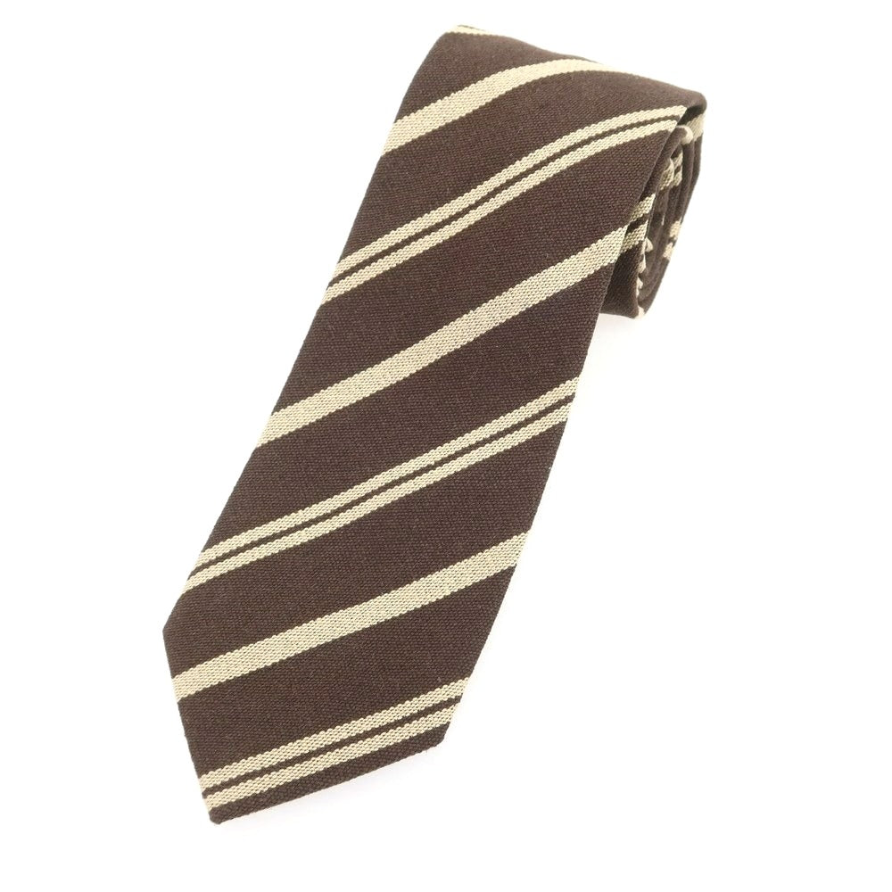 【新品】ニッキー nicky シルク ストライプ柄ネクタイ ダークブラウンxベージュ【 状態ランクN 】【 メンズ 】