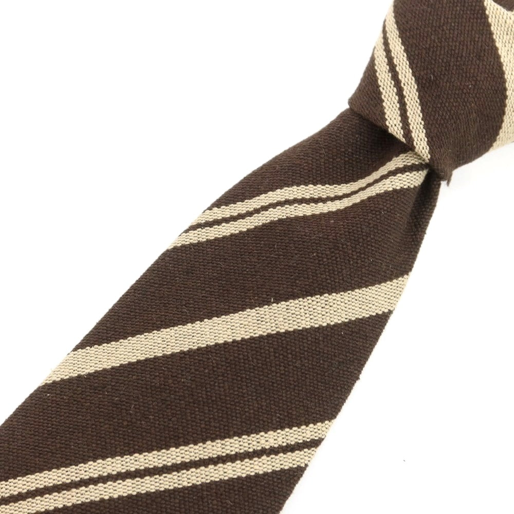 【新品】ニッキー nicky シルク ストライプ柄ネクタイ ダークブラウンxベージュ【 状態ランクN 】【 メンズ 】