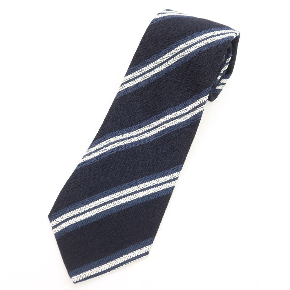 【新品】ニッキー nicky シルク ストライプ柄ネクタイ ダークネイビーxホワイト【 状態ランクN 】【 メンズ 】