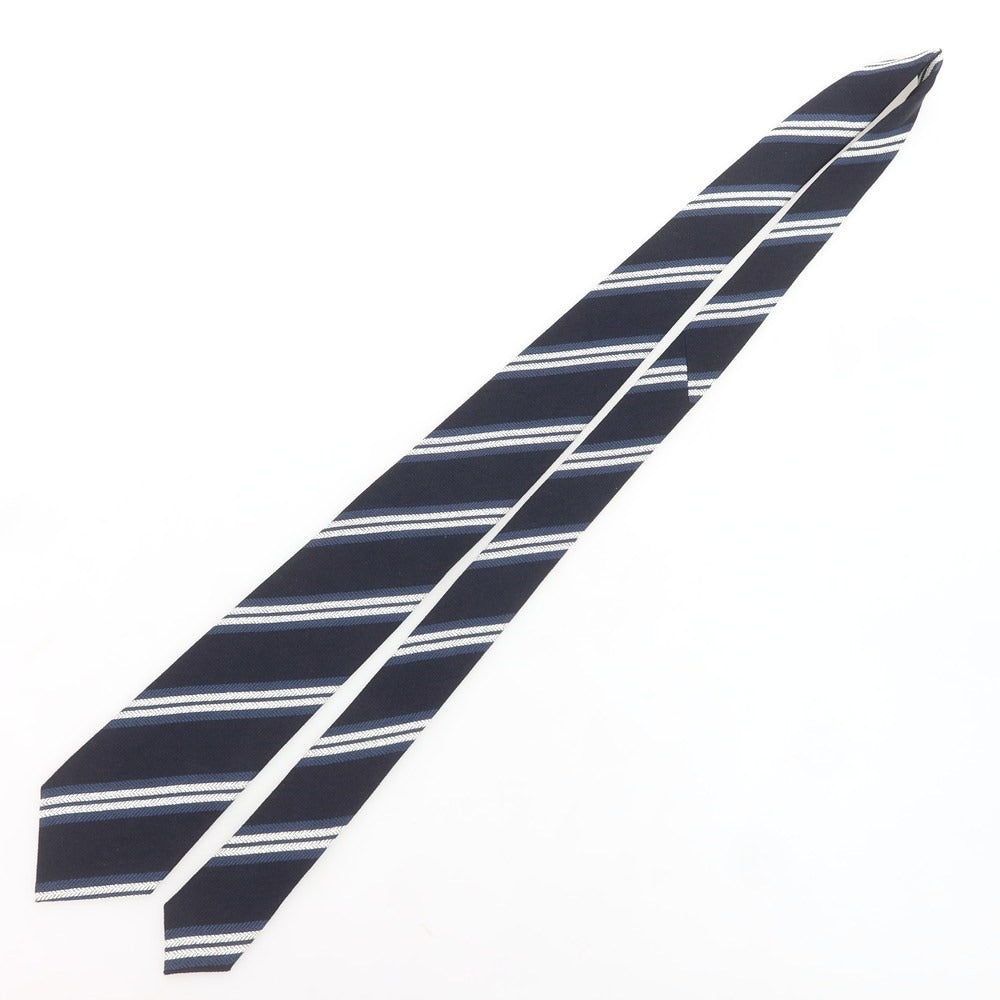 【新品】ニッキー nicky シルク ストライプ柄ネクタイ ダークネイビーxホワイト【 状態ランクN 】【 メンズ 】