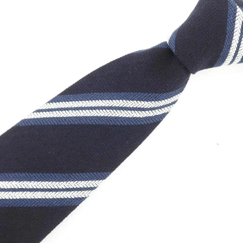 【新品】ニッキー nicky シルク ストライプ柄ネクタイ ダークネイビーxホワイト【 状態ランクN 】【 メンズ 】