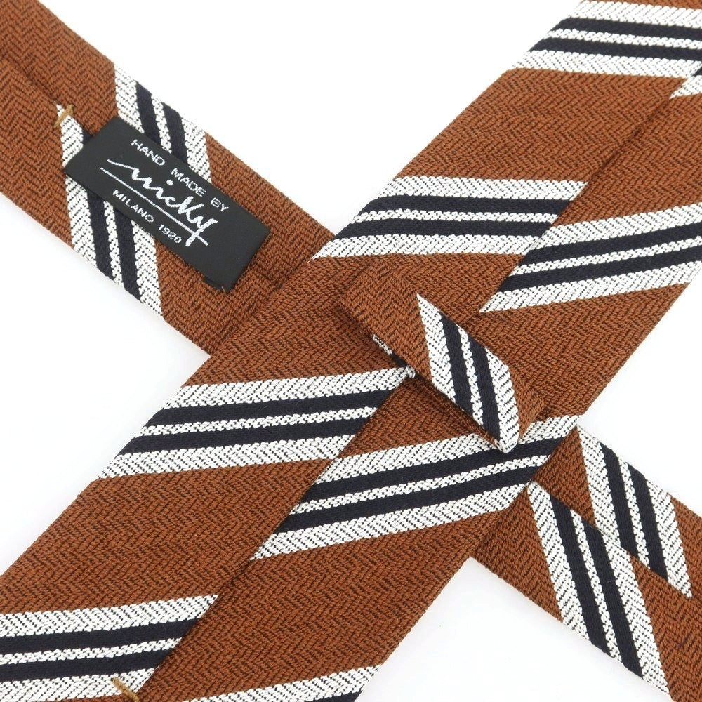 【新品】ニッキー nicky シルク ストライプ柄ネクタイ ブラウンxブラック【 状態ランクN 】【 メンズ 】