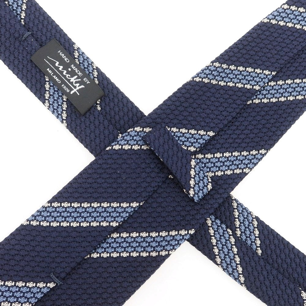 【新品】ニッキー nicky シルク ストライプ柄ネクタイ ネイビーxブルー【 状態ランクN 】【 メンズ 】