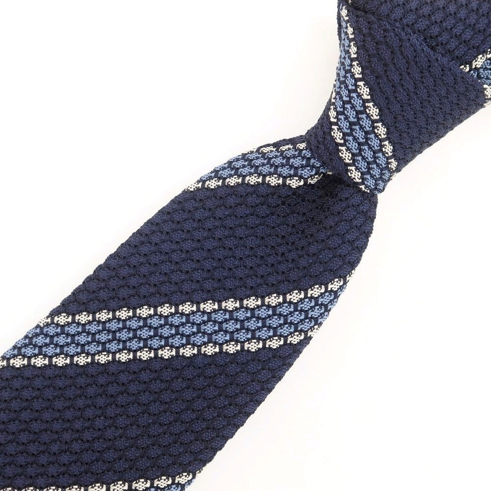 【新品】ニッキー nicky シルク ストライプ柄ネクタイ ネイビーxブルー【 状態ランクN 】【 メンズ 】