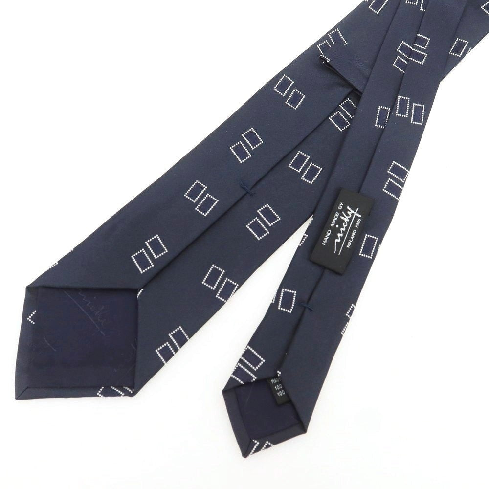 【新品】ニッキー nicky シルク 小紋柄ネクタイ ダークネイビーxホワイト【 状態ランクN 】【 メンズ 】