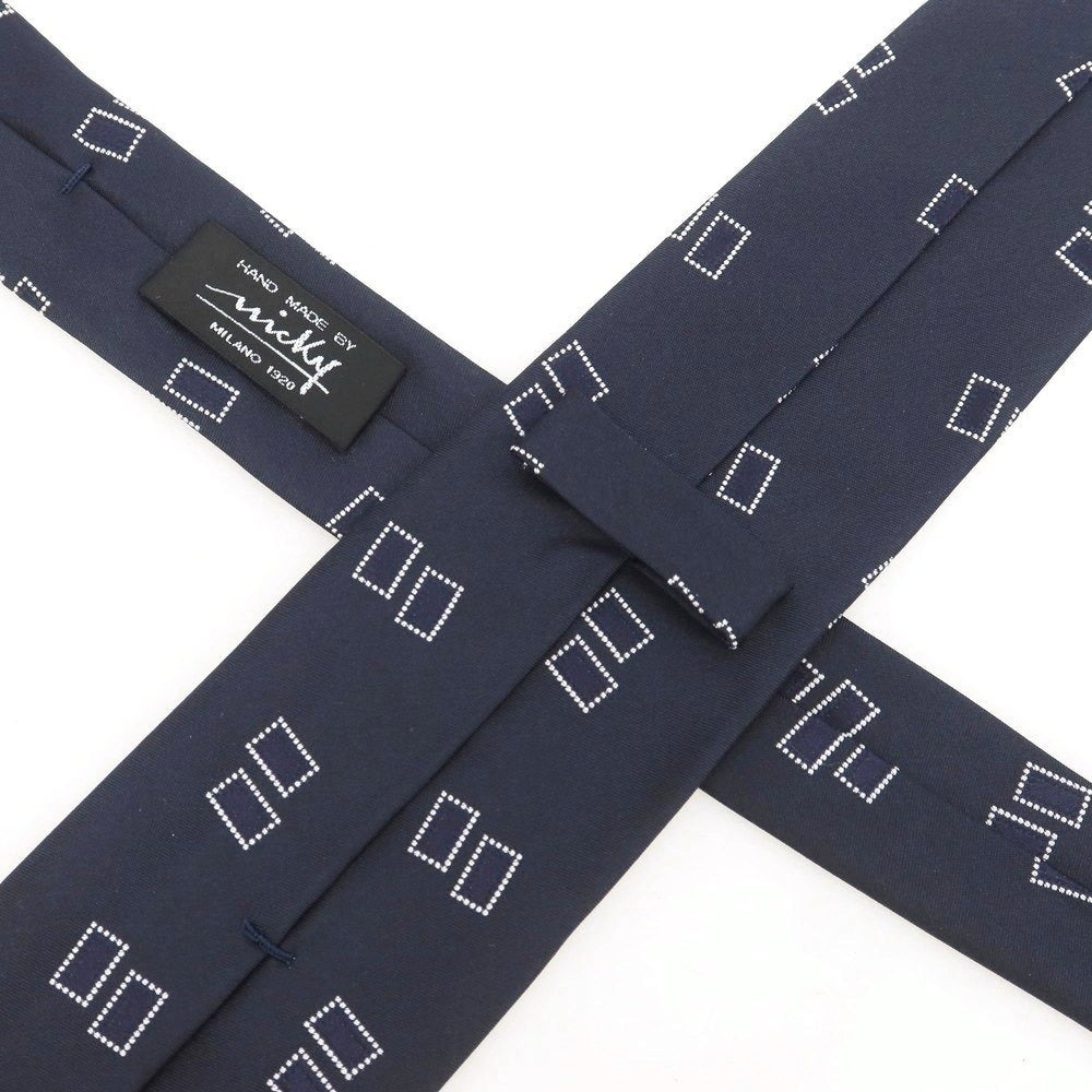 【新品】ニッキー nicky シルク 小紋柄ネクタイ ダークネイビーxホワイト【 状態ランクN 】【 メンズ 】