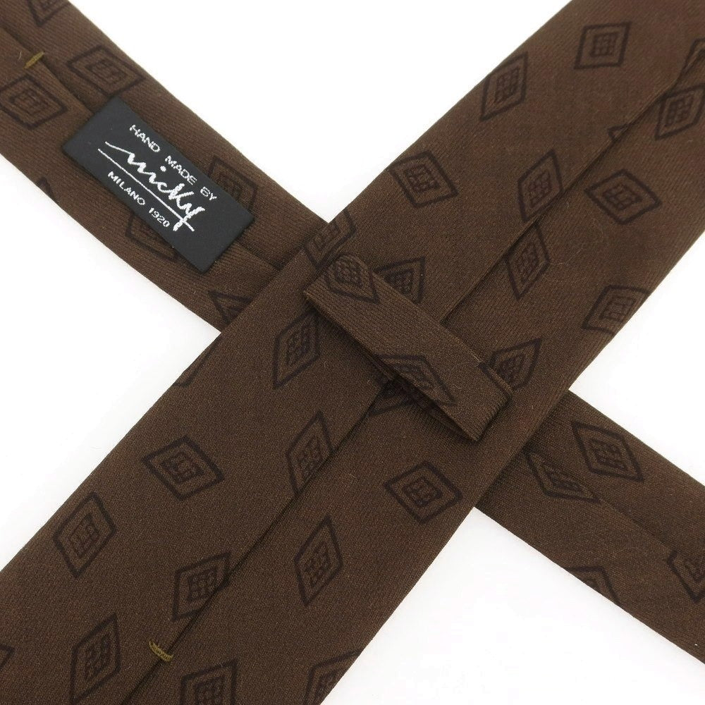 【新品】ニッキー nicky ウール小紋柄ネクタイ カーキブラウン【 状態ランクN 】【 メンズ 】