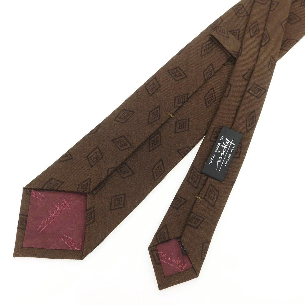 【新品】ニッキー nicky ウール小紋柄ネクタイ カーキブラウン【 状態ランクN 】【 メンズ 】