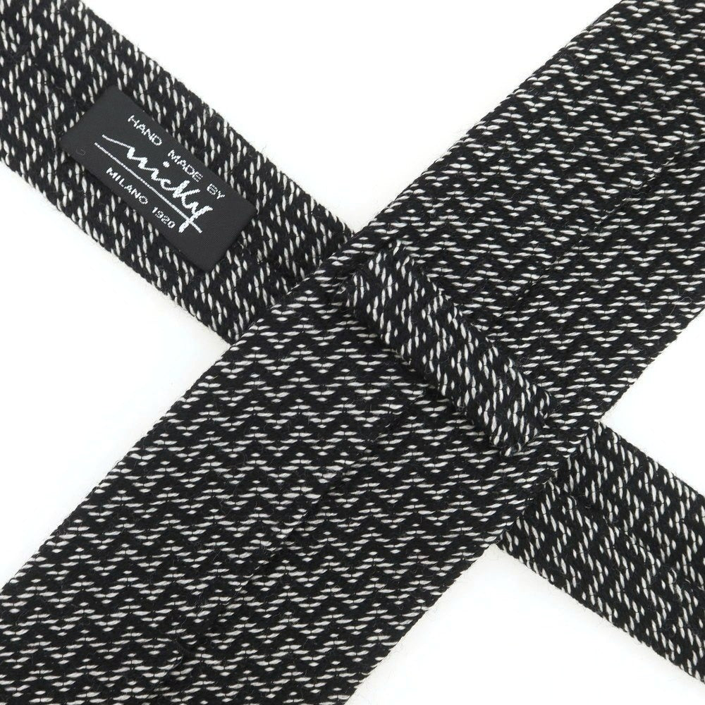 【新品】ニッキー nicky ウールシルク ヘリンボーン柄ネクタイ ブラックxホワイト【 状態ランクN 】【 メンズ 】