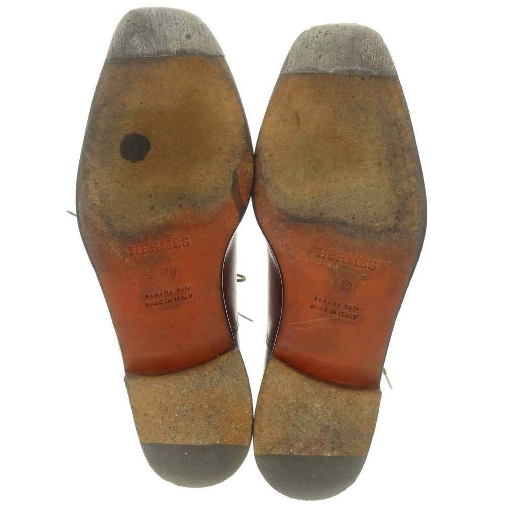 【中古】エルメス HERMES ストレートチップ ドレスシューズ レッドブラウン【 40 】【 状態ランクC 】【 メンズ 】