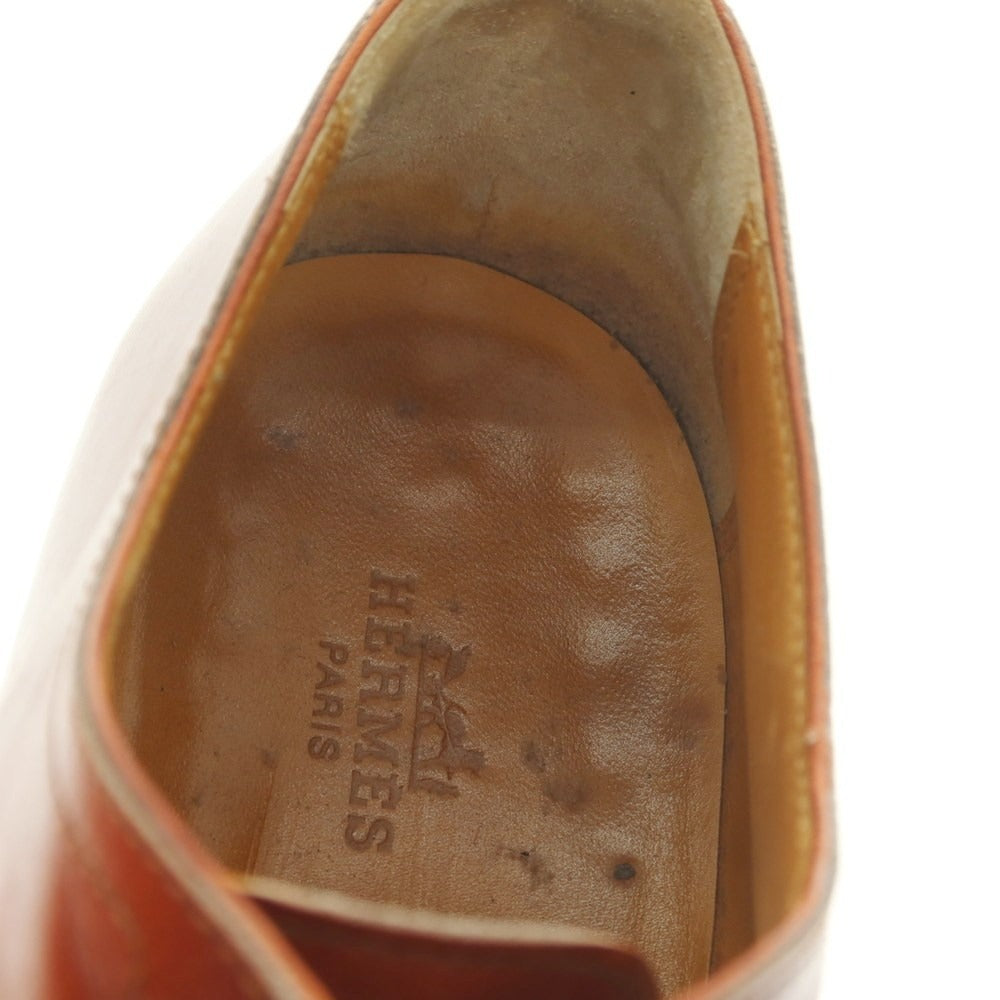 【中古】エルメス HERMES ストレートチップ ドレスシューズ レッドブラウン【 40 】【 状態ランクC 】【 メンズ 】