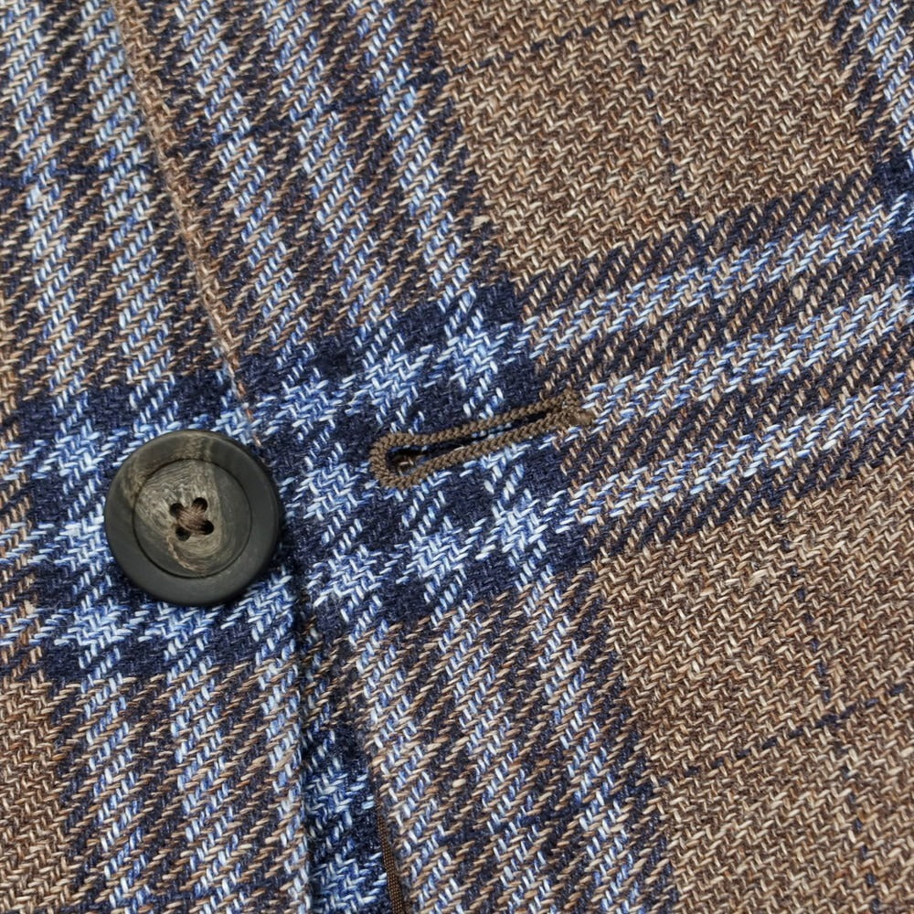 【中古】タリアトーレ TAGLIATORE リネンシルクコットン チェック テーラードジャケット グレーブラウンxブルー【 48 】【 状態ランクB 】【 メンズ 】