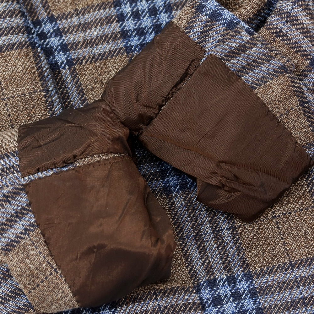 【中古】タリアトーレ TAGLIATORE リネンシルクコットン チェック テーラードジャケット グレーブラウンxブルー【 48 】【 状態ランクB 】【 メンズ 】