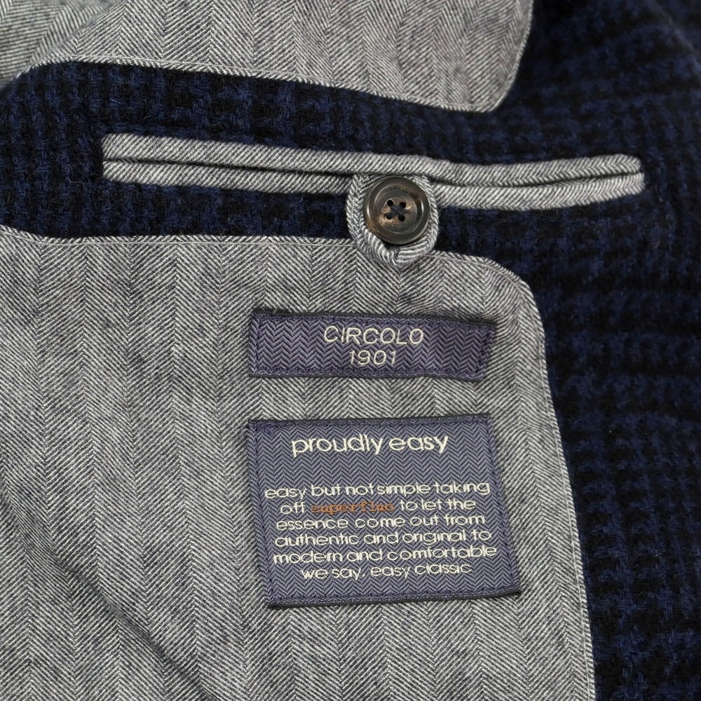 【中古】チルコロ1901 CIRCOLO 1901 ウールナイロン チェック スイングトップ ネイビーxブラック【 S 】【 状態ランクB 】【 メンズ 】