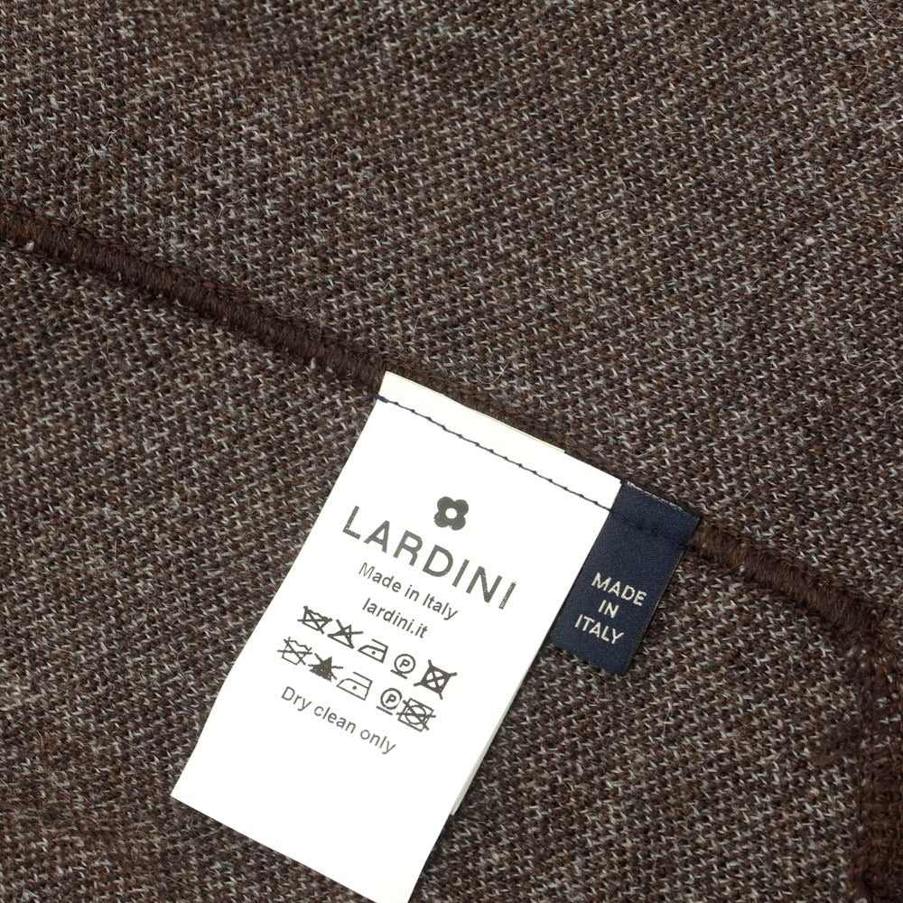 【中古】ラルディーニ LARDINI ウールアルパカ チェック ニットジャケット ブラウンxライトグレー【 XS 】【 状態ランクA 】【 メンズ 】