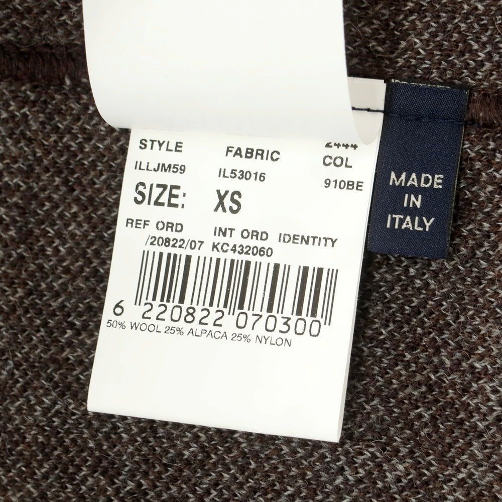 【中古】ラルディーニ LARDINI ウールアルパカ チェック ニットジャケット ブラウンxライトグレー【 XS 】【 状態ランクA 】【 メンズ 】