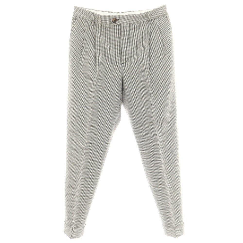 【中古】ピーティートリノ PT TORINO THE REPORTER コットン ガンクラブチェック カジュアルスラックスパンツ ホワイトxブラウン【 46 】【 状態ランクA 】【 メンズ 】