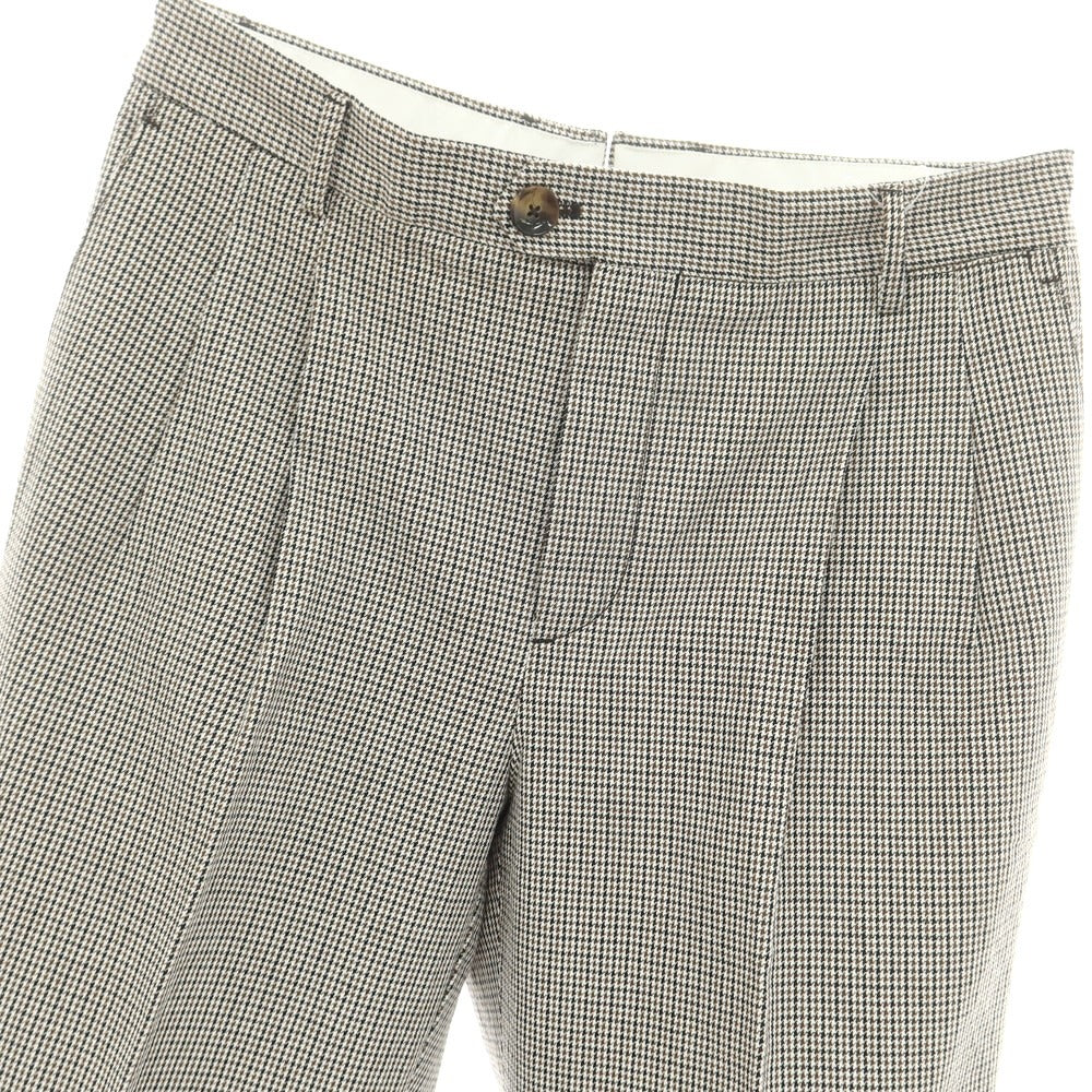 【中古】ピーティートリノ PT TORINO THE REPORTER コットン ガンクラブチェック カジュアルスラックスパンツ ホワイトxブラウン【 46 】【 状態ランクA 】【 メンズ 】