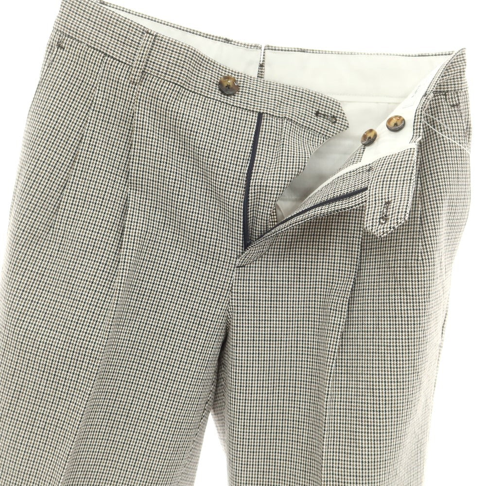 【中古】ピーティートリノ PT TORINO THE REPORTER コットン ガンクラブチェック カジュアルスラックスパンツ ホワイトxブラウン【 46 】【 状態ランクA 】【 メンズ 】