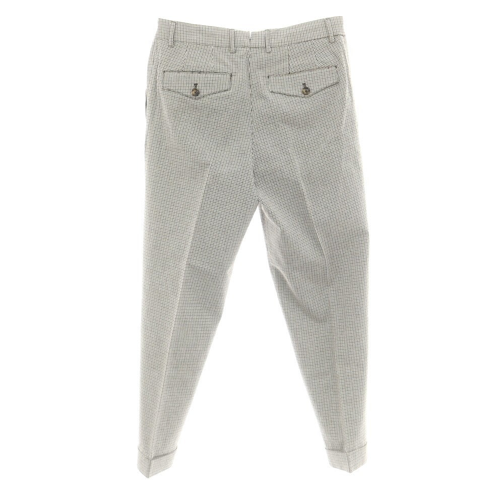 【中古】ピーティートリノ PT TORINO THE REPORTER コットン ガンクラブチェック カジュアルスラックスパンツ ホワイトxブラウン【 46 】【 状態ランクA 】【 メンズ 】