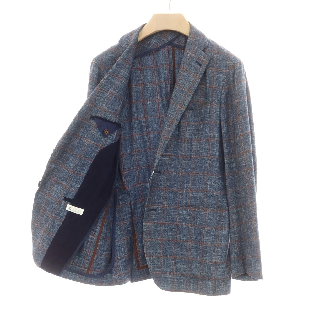 【中古】タリアトーレ TAGLIATORE レーヨン チェック テーラードジャケット ネイビー系xブラウン【 46 】【 状態ランクD 】【 メンズ 】