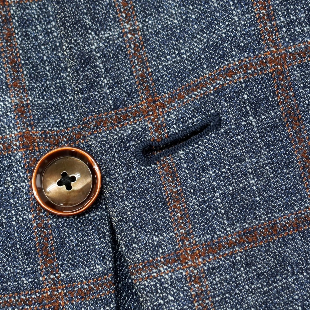 【中古】タリアトーレ TAGLIATORE レーヨン チェック テーラードジャケット ネイビー系xブラウン【 46 】【 状態ランクD 】【 メンズ 】