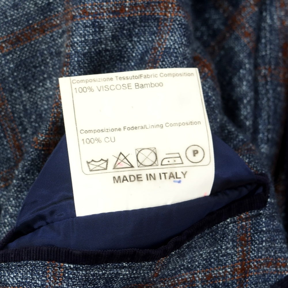 【中古】タリアトーレ TAGLIATORE レーヨン チェック テーラードジャケット ネイビー系xブラウン【 46 】【 状態ランクD 】【 メンズ 】