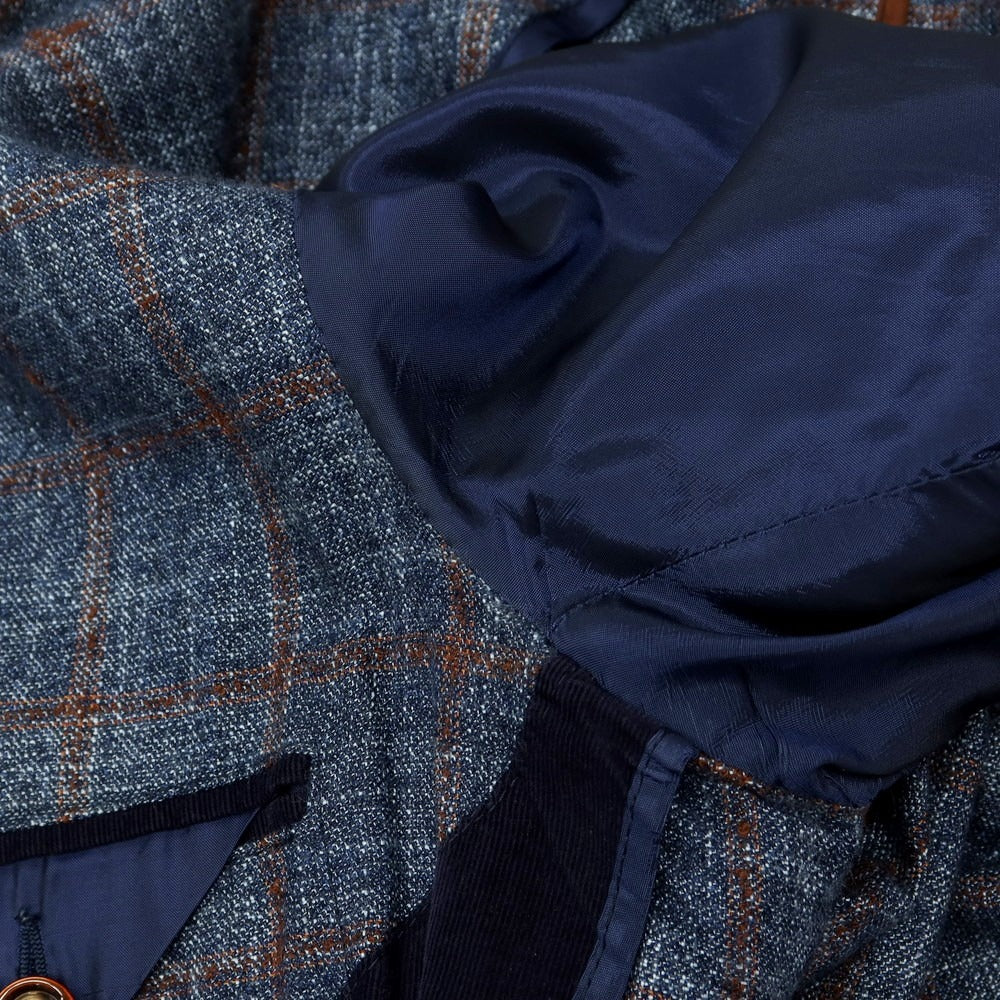 【中古】タリアトーレ TAGLIATORE レーヨン チェック テーラードジャケット ネイビー系xブラウン【 46 】【 状態ランクD 】【 メンズ 】