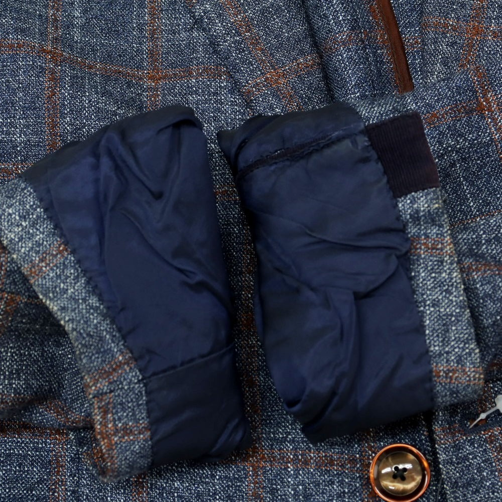 【中古】タリアトーレ TAGLIATORE レーヨン チェック テーラードジャケット ネイビー系xブラウン【 46 】【 状態ランクD 】【 メンズ 】