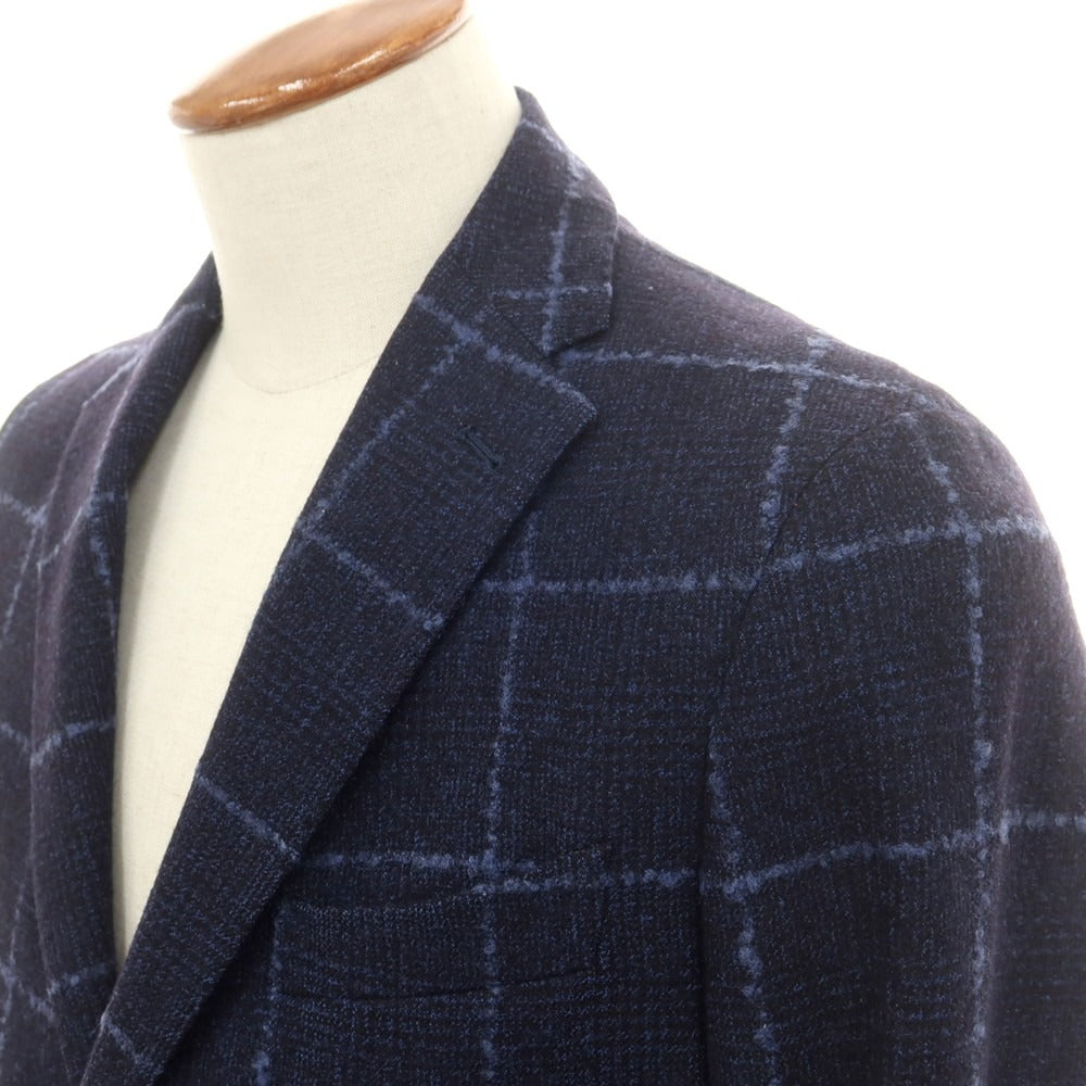 【中古】タリアトーレ TAGLIATORE ウール チェック テーラードジャケット ネイビーxブルー【 46 】【 状態ランクB 】【 メンズ 】