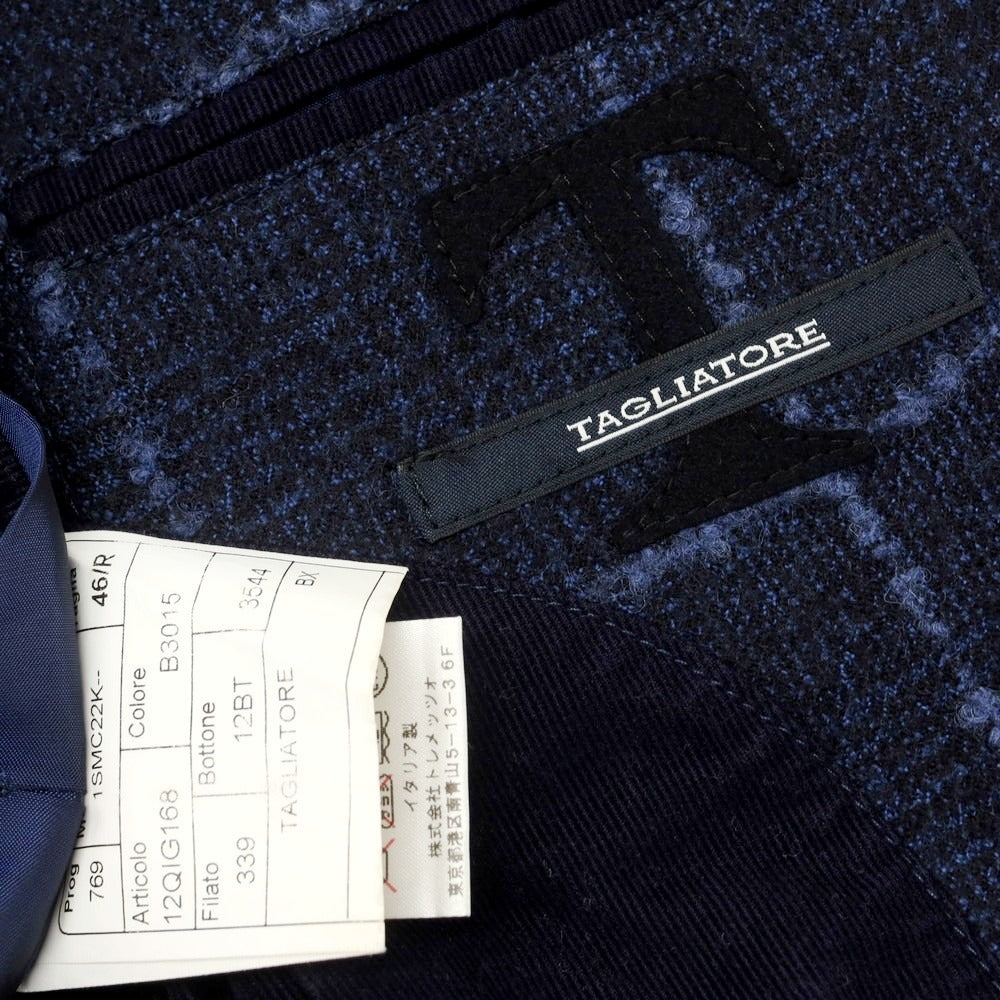 【中古】タリアトーレ TAGLIATORE ウール チェック テーラードジャケット ネイビーxブルー【 46 】【 状態ランクB 】【 メンズ 】