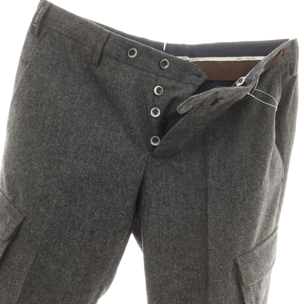 【中古】ピーティーゼロウーノ PT01 ウール カーゴスラックスパンツ ダークグレー【 48 】【 状態ランクB 】【 メンズ 】
