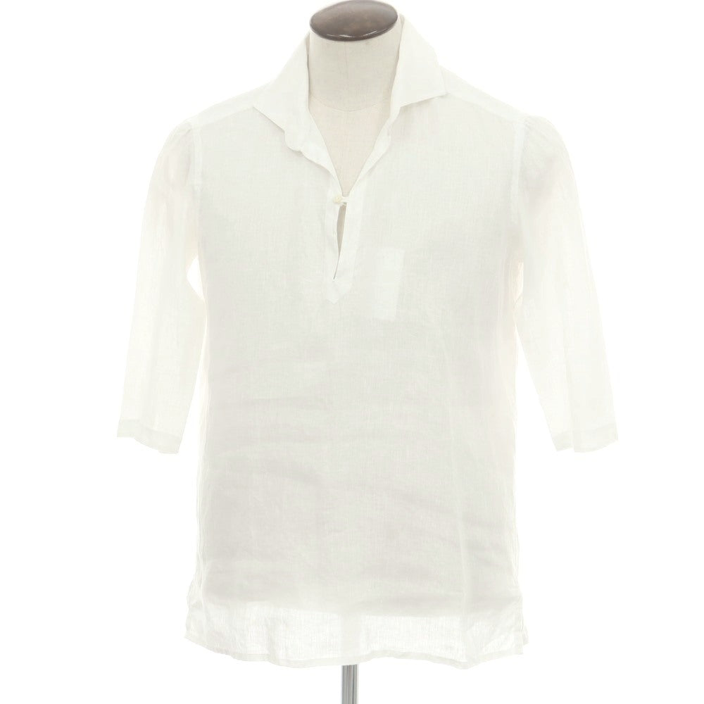 【新品】チリエッロ CIRIELLO リネン 七分袖 カプリシャツ ホワイト【 42 】【 状態ランクN 】【 メンズ 】