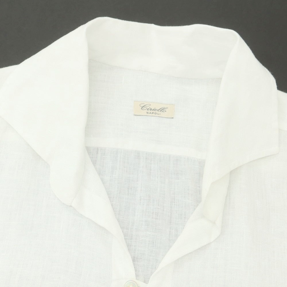 【新品】チリエッロ CIRIELLO リネン 七分袖 カプリシャツ ホワイト【 42 】【 状態ランクN 】【 メンズ 】